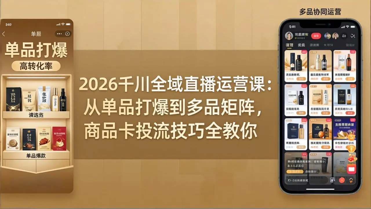2026千川全域直播运营课：从单品打爆到多品矩阵，商品卡投流技巧全教你-知峰社