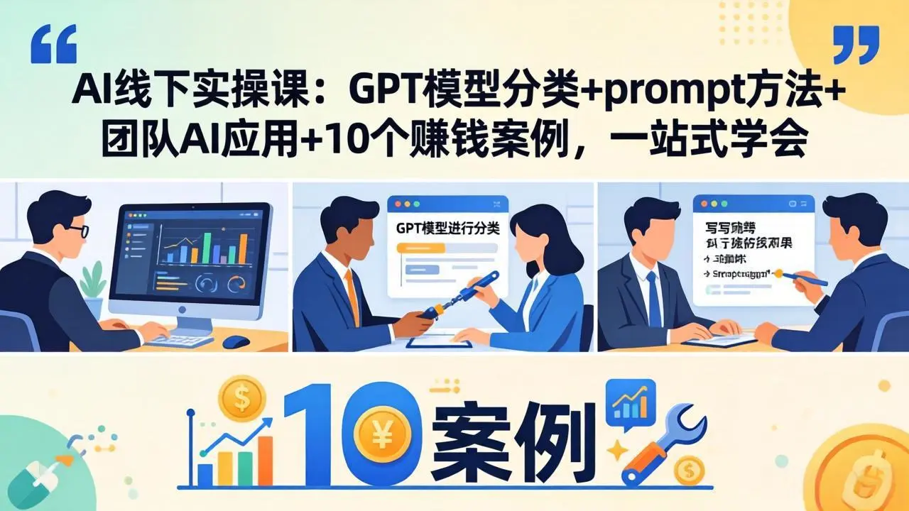 AI线下实操课：GPT模型分类+prompt方法+团队AI应用+10个赚钱案例，一站式学会-知峰社