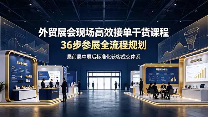 外贸展会现场高效接单干货课程，36步参展全流程规划，展前展中展后标准化获客成交体系-知峰社