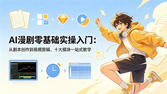 AI漫剧零基础实操入门:从剧本创作到视频剪辑,十大模块一站式教学-知峰社