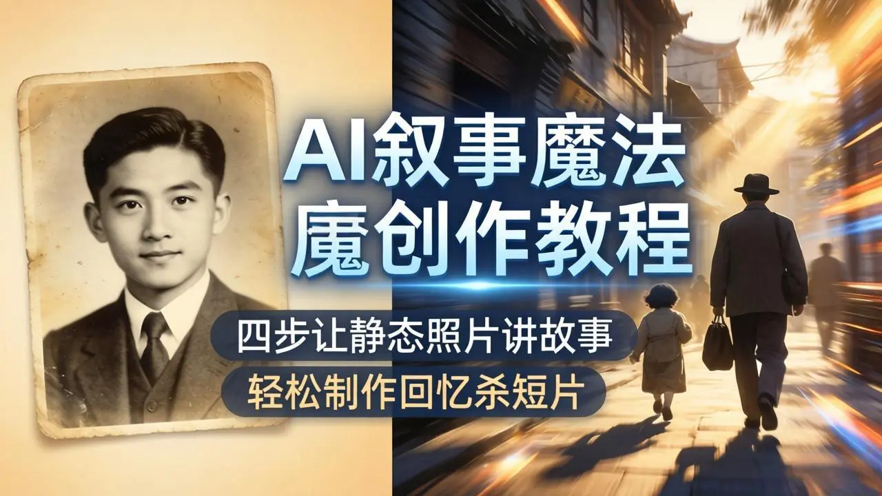 AI叙事魔法创作教程，四步让静态照片讲故事，老照片修复加动态特效，轻松制作回忆杀短片-知峰社