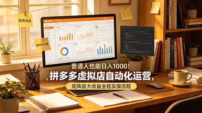 普通人也能日入 1000！拼多多虚拟店自动化运营，矩阵放大收益全程实操流程-知峰社
