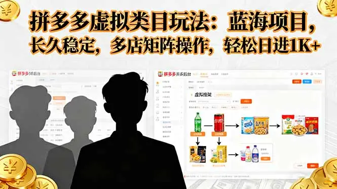 拼多多虚拟类目玩法，蓝海项目，长久稳定，多店矩阵操作，轻松日进1K+-知峰社