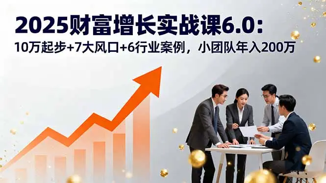 2025财富增长实战课6.0:10万起步+7大风口+6行业案例,小团队年入200万-知峰研习社