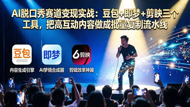 AI脱口秀赛道变现实战：豆包+即梦+剪映三个工具，把高互动内容做成批量复制流水线-知峰社