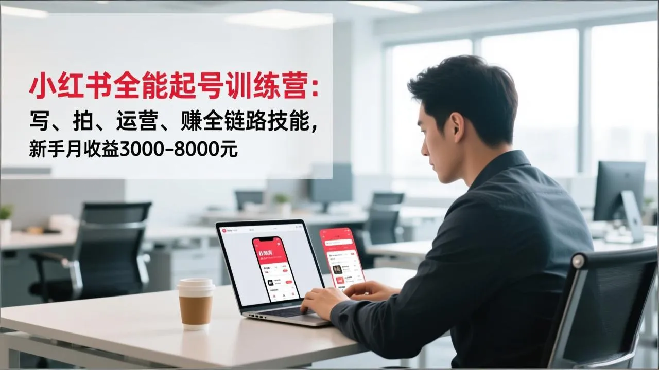 小红书全能起号训练营:写、拍、运营、赚全链路技能,新手月收益3000-8000元-知峰社