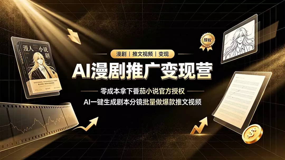 AI漫剧推广变现营,零成本拿下番茄小说官方授权,AI一键生成剧本分镜批量做爆款推文视频-知峰社