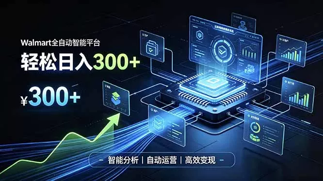 Walmart全自动智能平台，轻松日入300+一站式跨境智能运营工具。无需复杂实操-知峰社
