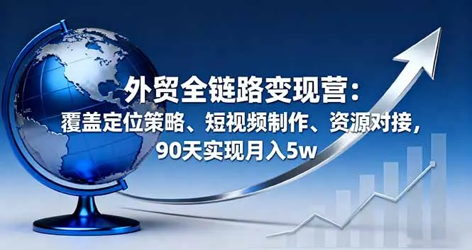外贸全链路变现营:覆盖定位策略、短视频制作、资源对接,90天实现月入5w-知峰社