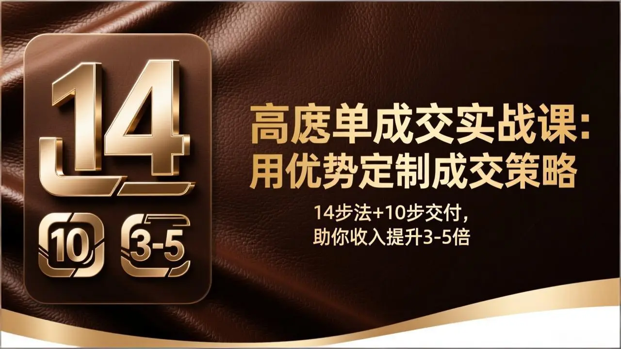 高客单成交实战课：用优势定制成交策略，14步法+10步交付，助你收入提升3-5倍-知峰研习社
