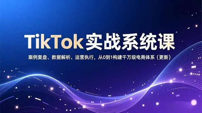 TikTok实战系统课，案例复盘、数据解析、运营执行，从0到1构建千万级电商体系(更新-知峰研习社