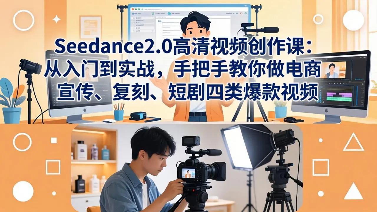 Seedance2.0高清视频创作课：从入门到实战，手把手教你做电商、宣传、复刻、短剧四类爆款视频-知峰社