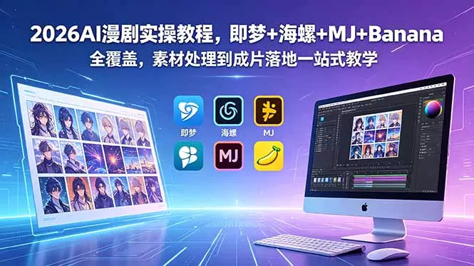 2026AI漫剧实操教程，即梦+海螺+MJ+Banana全覆盖，素材处理到成片落地一站式教学-知峰社