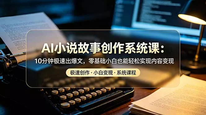 AI小说故事创作系统课:10分钟极速出爆文,零基础小白也能轻松实现内容变现-知峰社