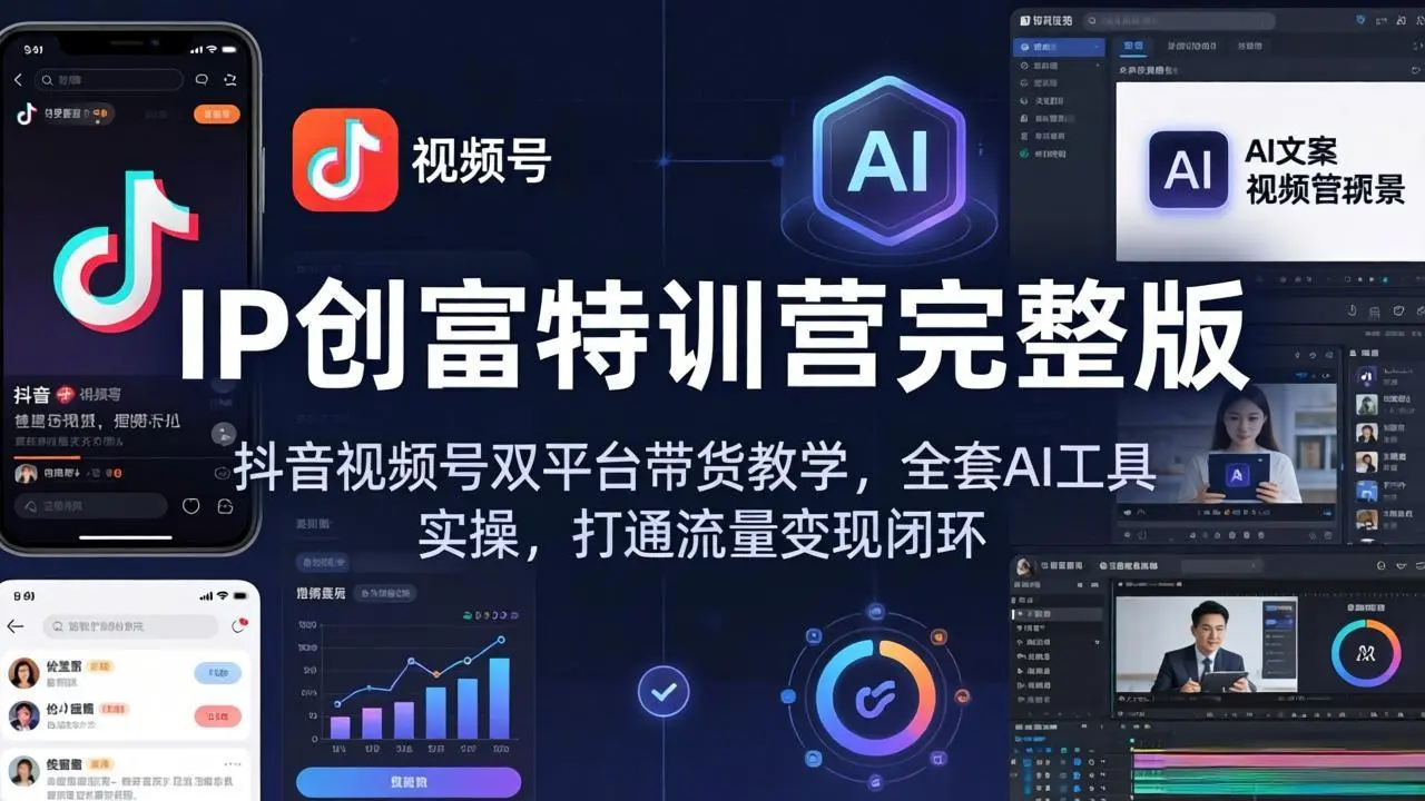 IP创富特训营完整版：抖音视频号双平台带货教学，全套AI工具实操，打通流量变现闭环-知峰社