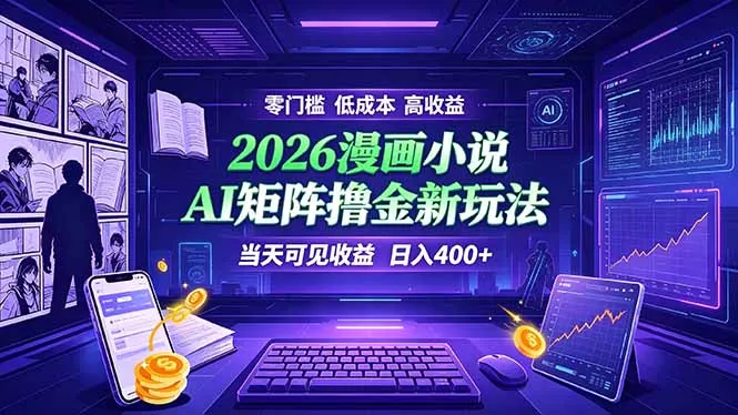 爆款小说漫画大阅读 ai矩阵操作 当天可见收益 日入400+ 零门槛 高收益-知峰社