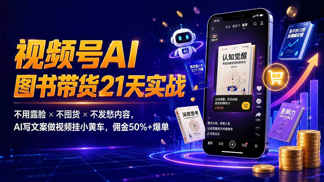 视频号AI图书带货：0基础21天跑通选品到变现全流程-知峰社