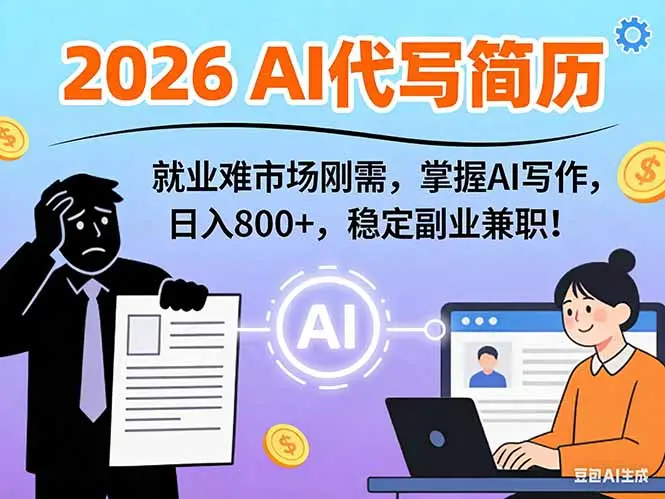 AI代写简历,超暴利,用万能模板月入1-3万实战教程,2026年市场刚需!-知峰研习社