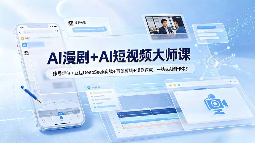 AI漫剧+AI短视频大师课:账号定位+豆包DeepSeek实战+剪映剪辑+漫剧速成,一站式AI创作体系-知峰社