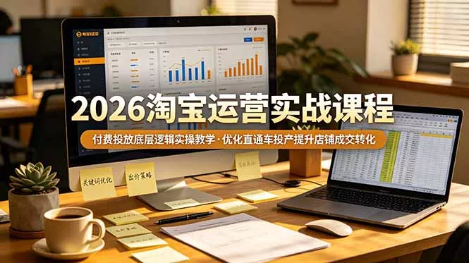 2026 淘宝运营实战课程,付费投放底层逻辑实操教学,优化直通车投产提升店铺成交转化-知峰社