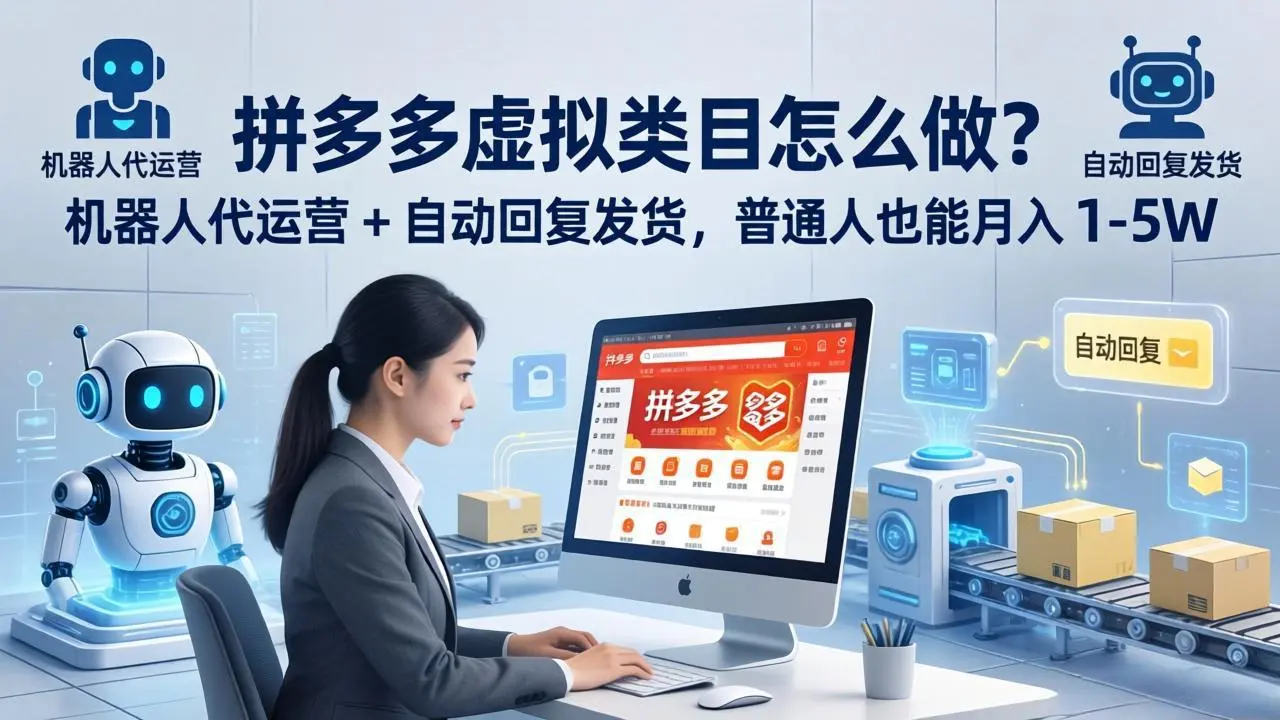 拼多多虚拟类目怎么做？机器人代运营 + 自动回复发货，普通人也能月入 1-5W-知峰社