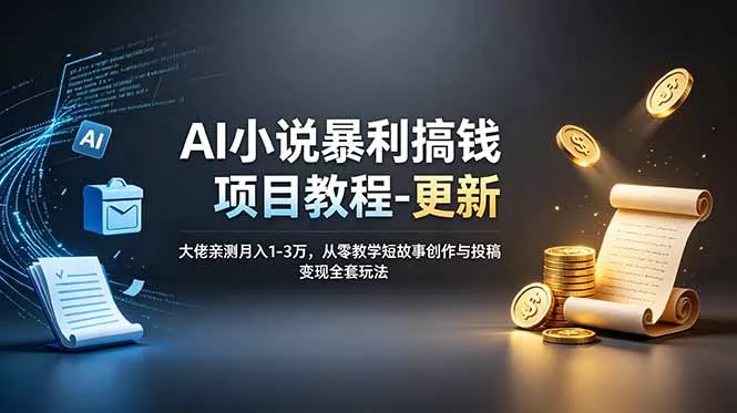AI小说暴利搞钱项目教程-更新,大佬亲测月入1-3万,从零教学短故事创作与投稿变现全套玩法-知峰社