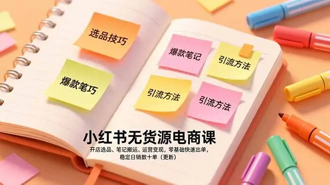 小红书无货源电商课,开店选品、笔记搬运、运营变现,零基础快速出单,稳定日销数十单(更新-知峰社