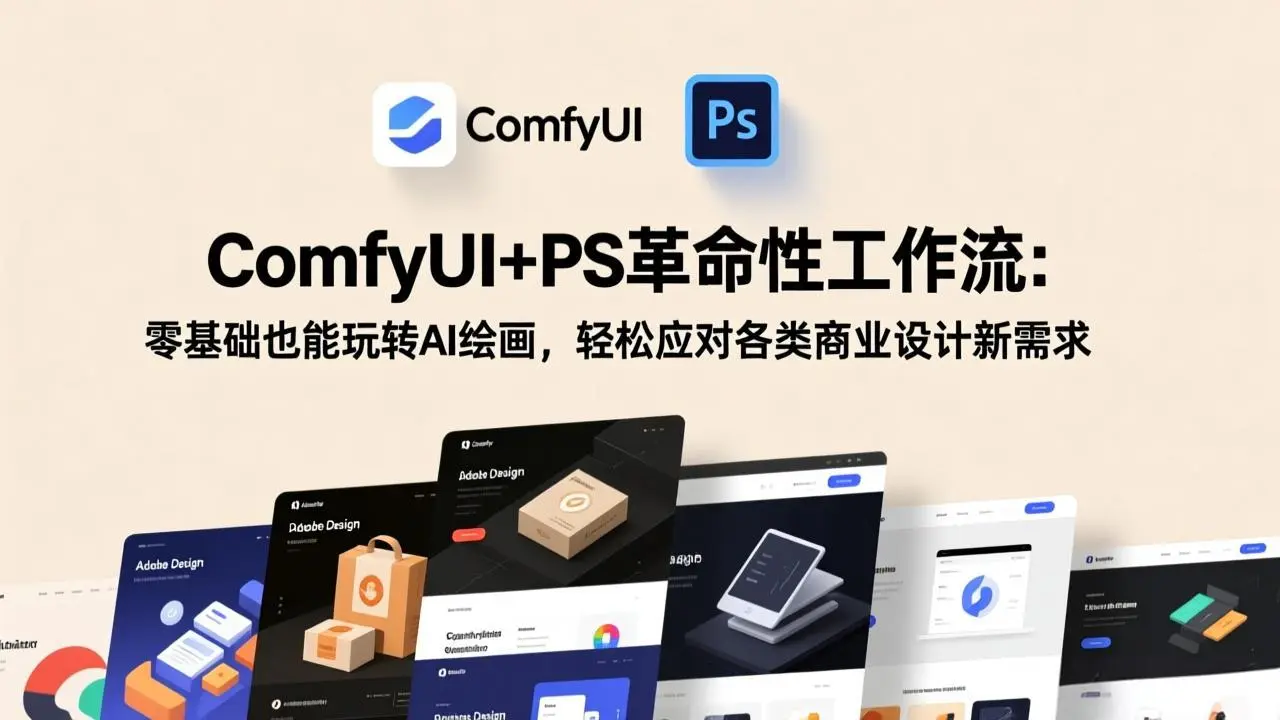 ComfyUI+PS革命性工作流：零基础也能玩转AI绘画，轻松应对各类商业设计新需求-知峰研习社