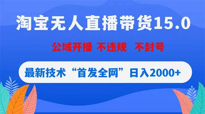 淘宝无人直播带货15.0，不封号，不违规，公域玩法，首发全网日入2000+-知峰社