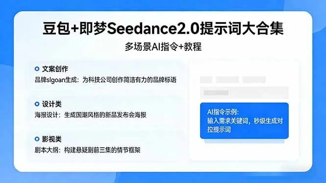 豆包+即梦Seedance2.0提示词大合集：多场景AI指令+教程，解锁文案、设计、影视高效创作-知峰社