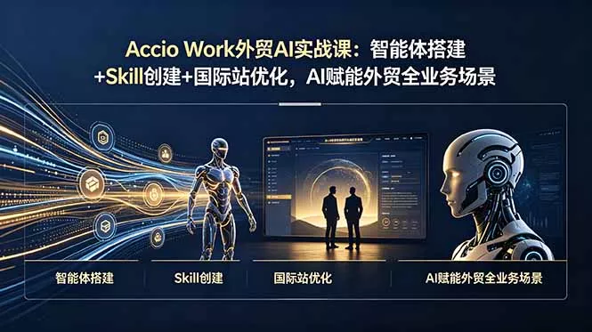 Accio Work外贸AI实战课：智能体搭建+Skill创建+国际站优化，AI赋能外贸全业务场景-知峰社