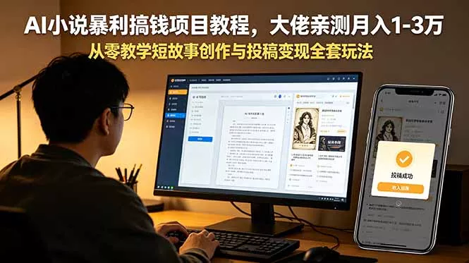AI小说暴利搞钱项目教程，大佬亲测月入1-3万，从零教学短故事创作与投稿变现全套玩法-知峰社