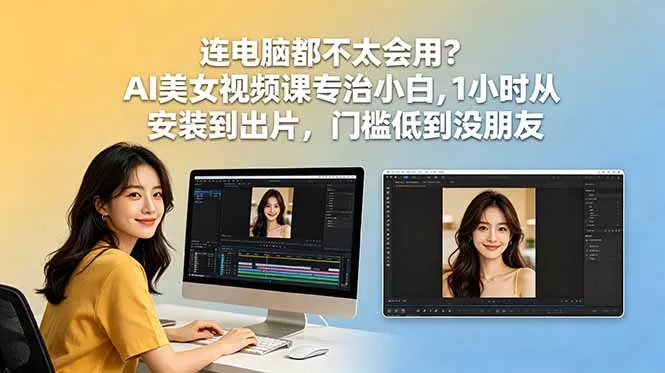 连电脑都不太会用？AI美女视频课专治小白，1小时从安装到出片，门槛低到没朋友-知峰社
