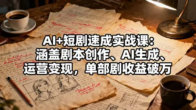 AI+短剧速成实战课:涵盖剧本创作、AI生成、运营变现,单部剧收益破万-知峰研习社