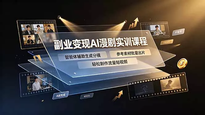 副业变现AI漫剧实训课程,智能体辅助生成分镜,参考素材批量出片,轻松制作流量短视频-知峰社