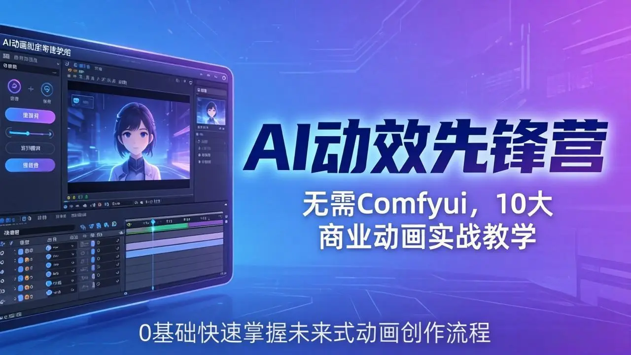 AI 动效先锋营：无需Comfyui，10大商业动画实战教学，0基础快速掌握未来式动画创作流程-知峰社