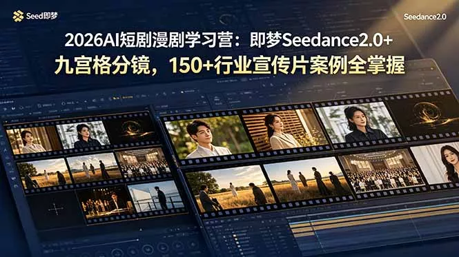 2026AI短剧漫剧学习营：即梦Seedance2.0+九宫格分镜，150+行业宣传片案例全掌握-知峰社