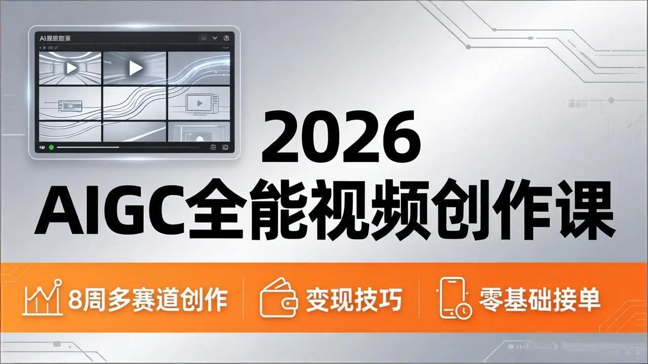 2026AIGC全能视频创作课，8周吃透多赛道创作+变现，零基础也能高效出片接单-知峰社