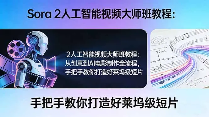 Sora 2人工智能视频大师班教程：从创意到AI电影制作全流程，手把手教你打造好莱坞级短片-知峰研习社