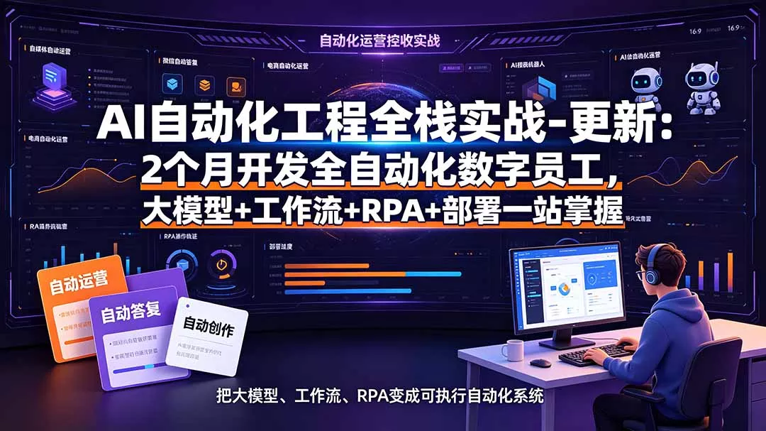 AI自动化工程全栈实战-更新:2个月开发全自动化数字员工,大模型+工作流+RPA+部署一站式掌握-知峰社