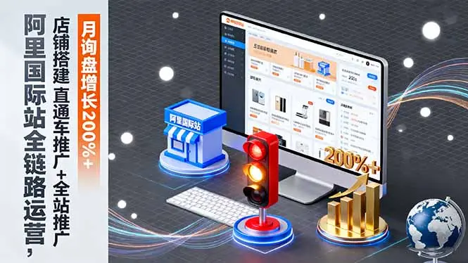 阿里国际站全链路运营，店铺搭建+直通车推广+全站推广，月询盘增长200%+-知峰社