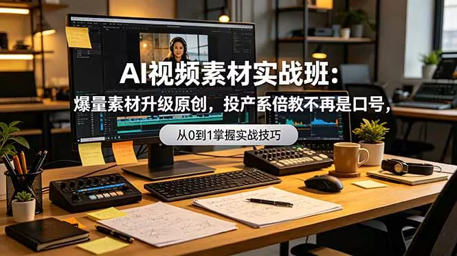 AI视频素材实战班:爆量素材升级原创,投产翻倍不再是口号,0-1系统教学实战落地-知峰社