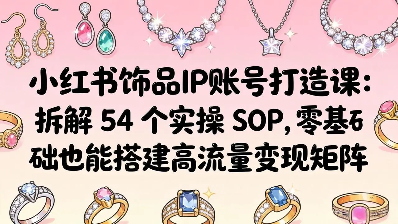 小红书饰品IP账号打造课：拆解 54 个实操 SOP，零基础也能搭建高流量变现矩阵-知峰社