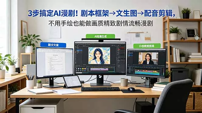 3步搞定AI漫剧！剧本框架→文生图→配音剪辑，不用手绘也能做画质精致剧情流畅漫剧-知峰社