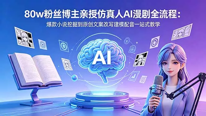 80w粉丝博主亲授仿真人AI漫剧全流程：爆款小说挖掘到原创文案改写建模配音一站式教学-知峰社