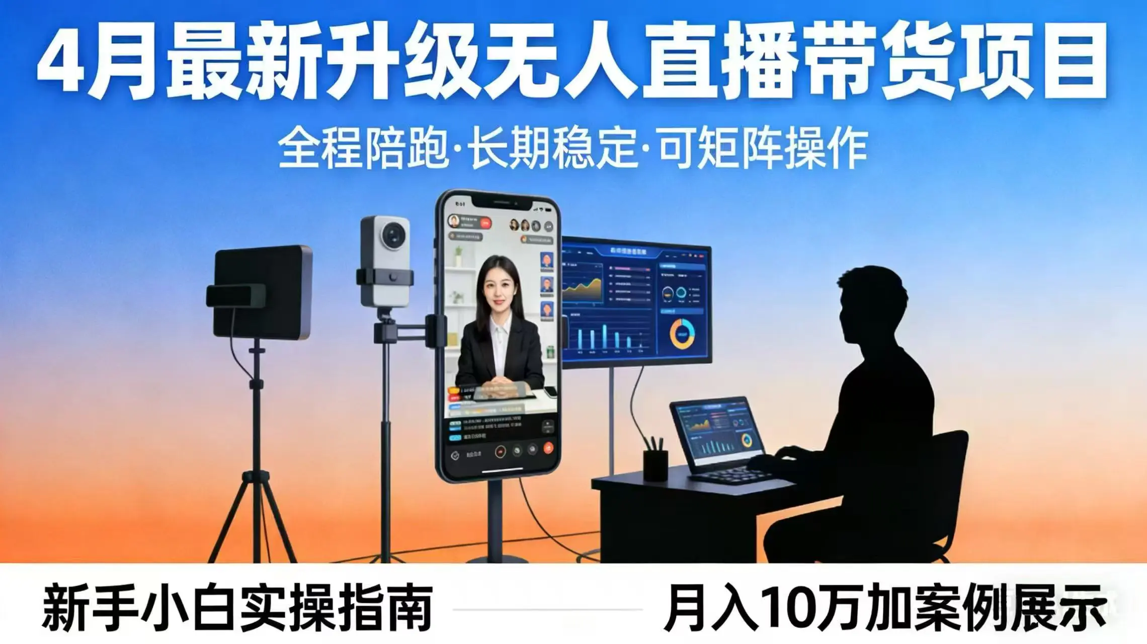 4月最新升级 无人直播 带货 全程陪跑 长期稳定 可矩阵 每天半小时新手小白实操月入 十万-知峰社