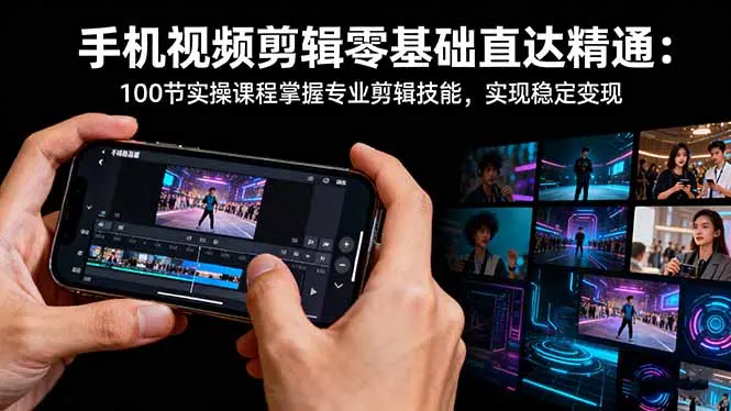 手机视频剪辑零基础直达精通：100节实操课程掌握专业剪辑技能，实现稳…-知峰研习社