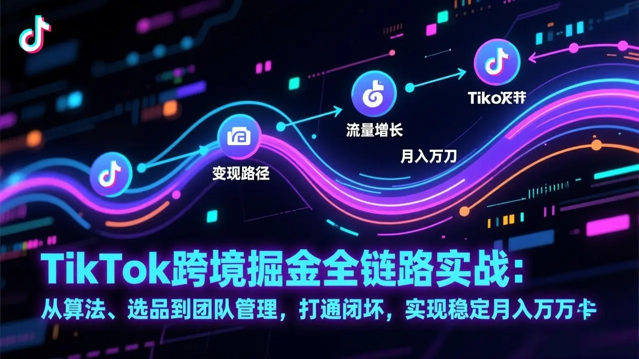 TikTok跨境掘金全链路实战:从算法、选品到团队管理,打通闭环,实现稳定月入万刀-知峰研习社
