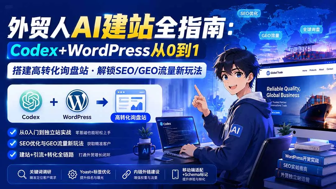 外贸人AI建站全指南：Codex+WordPress从0到1·搭建高转化询盘站·解锁SEO/GEO流量新玩法-更新-知峰社
