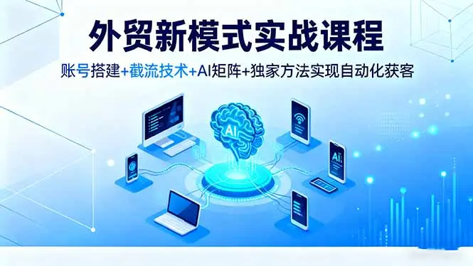 外贸新模式实战课程,账号搭建+截流技术+AI矩阵+独家方法实现自动化获客-知峰研习社